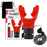 Lung Trainer Pro, Resistance Breathing Exerciser, Adjustable Respiratory Training Device for Athletes & Fitness, Portable & Easy to Clean with Neck Strap & Carry Pouch - Nitro Red