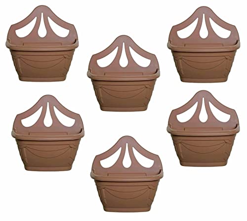 HOMION 31cm Venetian Wall Planter Hanging Basket Flower planter Plastic (TERRACOTTA 6 BASKETS)