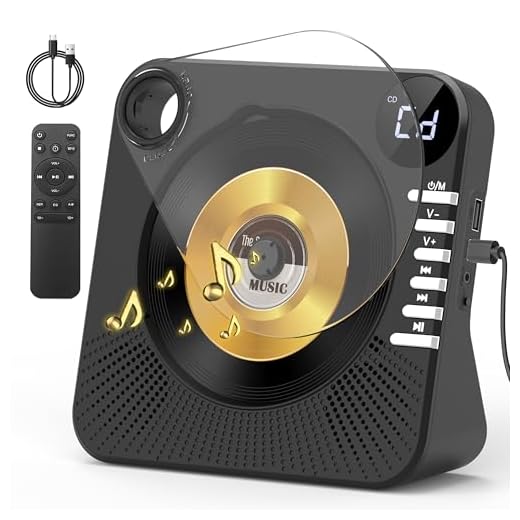 Greadio CD Player Tragbar mit Bluetooth 5.1, Kinder CD Spieler mit Lautsprecher, Fernbedienung, HiFi-Sound, Staubschutz, AUX/USB-Wiedergabe, Tragbarer cd Player für Zuhause (Schwarz)