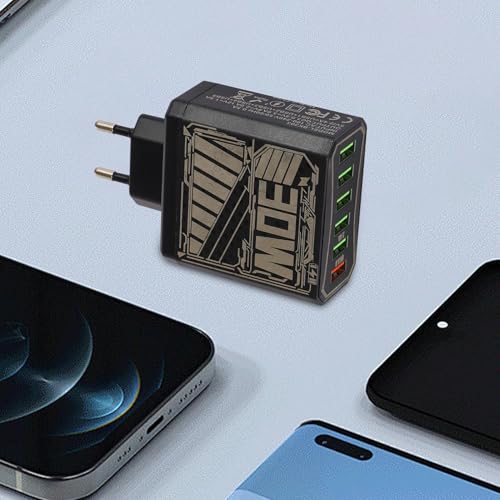 Adaptador de enchufe con 6 puertos USB, carga rápida QC3.0 y protección 3