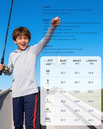 Image of Boys Rash Guard Hoodie UPF 50+ Long Sleeve Sun Protection Swim Shirt