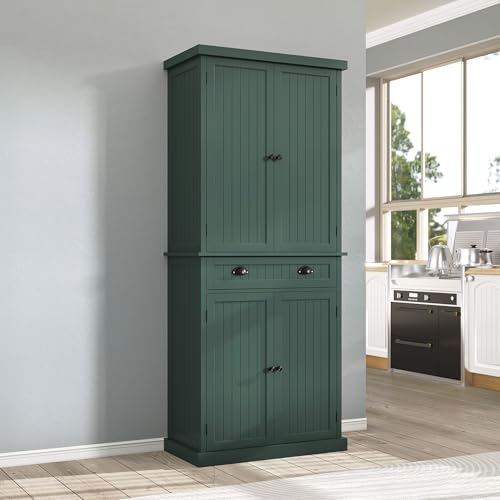 ARTPOWER 72' Tall Kitchen Pantry Storage Cabinet with Drawer and Adjustable Shelves, Pantry Cabinet for Kitchen, Bathroom or Hallway, Green