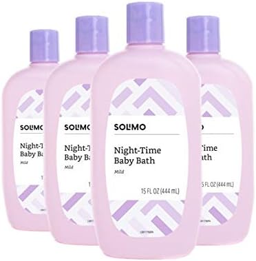 Amazon Brand - Solimo Hypoallergenic Tear-free Night-Time Baby Calming Bath, 15 Fluid Ounce (Pack of 4)