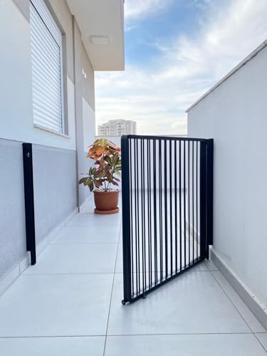 GRADE PORTÃO DE SEGURANÇA PARA CRIANÇAS E PETS DE ABRIR E CORRER - ALTURA DE 85 CM E LARGURA REGULÁV