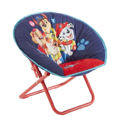 Idea Nuova Toddler Saucer Chair 19” Folding Kids Chair, Ages 3+, Portable & Lightweight, Cozy Padded Seat for Playroom, Bedroom,Paw Patrol
