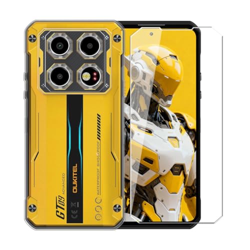 WDMYLFTW �P�[�X Oukitel WP60 5G�p + �K���X�X�N���[���v���e�N�^�[ �����t�B���� - �����V���R�� �\�t�g �t���L�V�u�� �o���p�[ �ϏՌ� TPU �ی�J�o�[�V�F�� (�N���A)