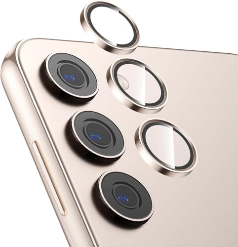 Image of Skinomi Camera Lens Protector Compatible with Samsung Galaxy S24 [Anti-Scratch] Premium Tempered Glass Film Aluminum Alloy Lens Ring Cover- Gold Titanium