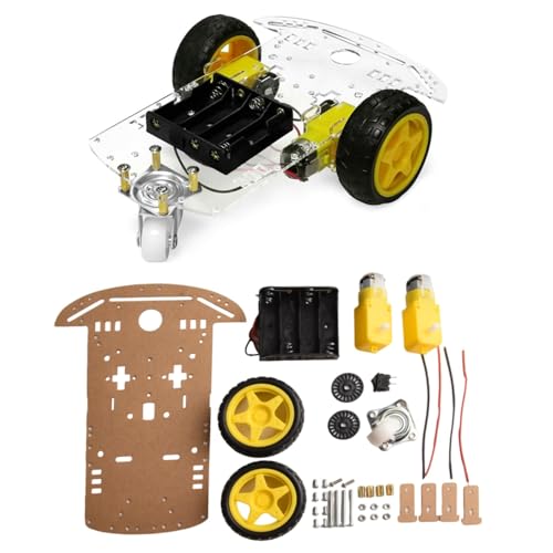 Kit de châssis de voiture robot intelligent 2Wd pour Arduino avec encodeur de vitesse et boîtier de batterie, 2 moteurs 1:48, kit d'apprentissage éducatif...