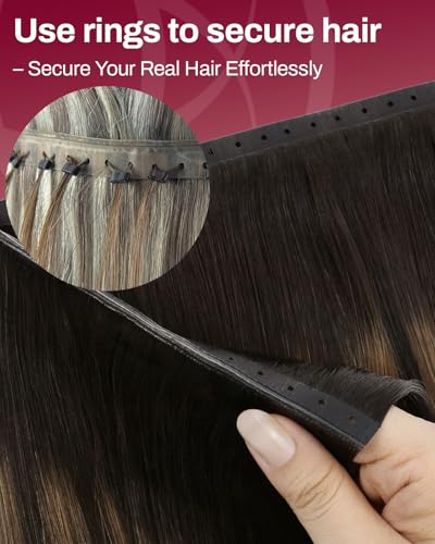 Image of Moresoo Butterfly Weft Hair Extensions, Balayage Brown, Remy Human Hair | 24 Inch 50g, flowing remy human hair gives graceful balayage length for travel, bridal events and refined hairstyles