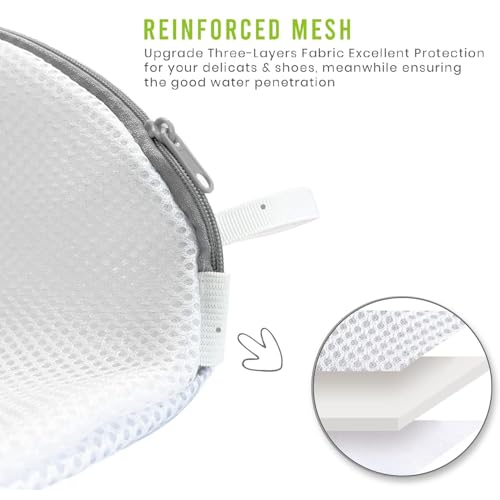 Image of Shoe Washing Machine Bag for Washer & Dryer, Reusable Mesh Laundry Bag with Side Zipper for Sneakers, Running Shoes, Toys & Socks, Durable 360 Cleaning Shoe Bag for All Shoe Sizes