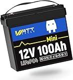 WattCycle 12V 100Ah Mini LiFePO4 Lithium Battery Smaller than BCI Group 24 Built-in 100A BMS Low-Temp Protection 15000 Deep Cycles 1280Wh for Home Storage Marine Golf Cart RV Solar Trolling Motor