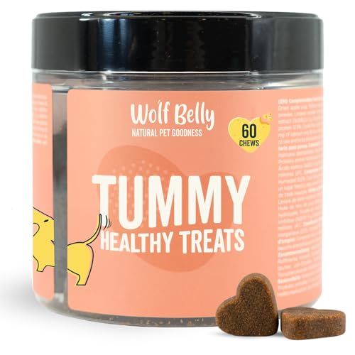 Wolf Belly - Prebiotici e Probiotici per Cani (60 Biscotti al Gusto Fegato) con Fibra Naturale e Olio di Salmone | Migliora la Flora Intestinale e Riduce la Diarrea - Prodotto in Europa