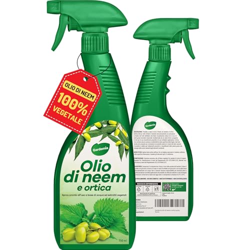 gardemia olio di neem e ortica per piante 750ml spray azione naturale sgradito a insetti come afidi cocciniglia zanzare pulci pidocchi abbinabile a insetticida repellente per piante giardino alberi