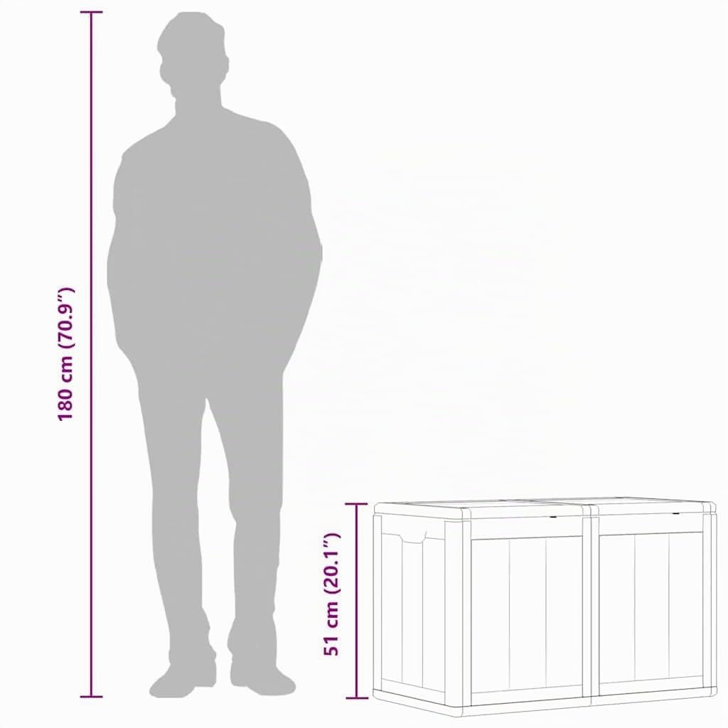 vidaXL Boîte de rangement de jardin 180 L Gris PP aspect bois