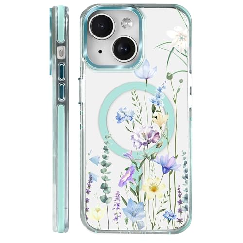 Coque iPhone 13 compatible MagSafe avec protection caméra intégrée bleue