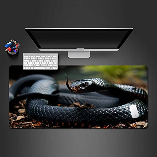 Tapis de souris gaming XXL serpent noir idéal pour aménager un grand bureau de joueur sur PC