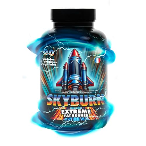 Skyburn Extrême Premium | Brûleur de graisse extrême avec Nopal Ortie Rhodiola Cola & Zinc | Caféine naturelle, coupe-faim végétal & métabolisme actif | Hommes & Femmes | Made in France
