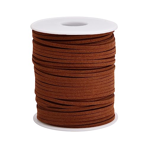 1 Rollo 45mx3mm Cuerda de Cuero Cordón de Cuero Plana Hilo Cuero de Collar Cuerda de Cuero Gamuza Cordón Gamuza Tira de Piel Plano para Pulsera Bisutería Bricolaje Envoltura Regalo Decoración (A) (C)