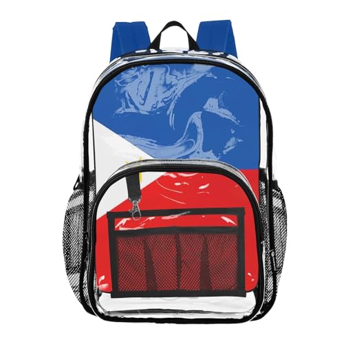 Women Clear Backpack Cute Philippines Flag Kids Girls Backpack Boys Approved Plastic Bag Large