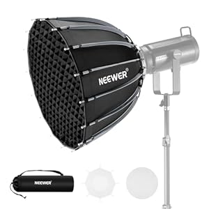 NEEWER 22inch/55cm Parabolic Softbox Quick Set up Quick Folding, with Diffusers/Grid/Bag, Compatible with Aputure 60X S 150c 300c NEEWER RGB CB60 MS60B MS60C CB200B and Other Bowens Mount Lights