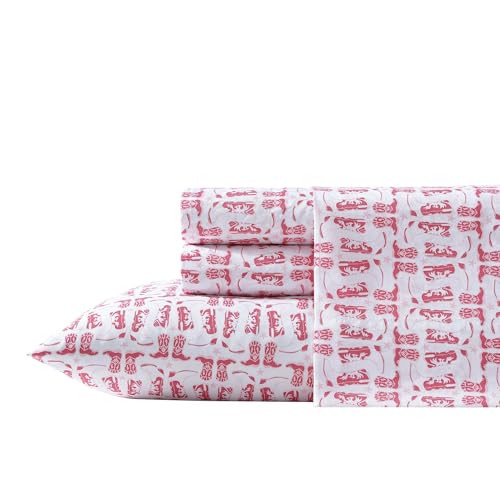 Wrangler - Juego de sábanas tamaño Individual, Juego de Ropa de Cama súper Suave, decoración acogedora para el hogar, Certificado Oeko-Tex (Knockin Boots Pink, Individual)