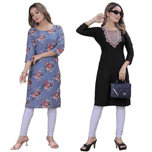 Image of Women's Multicolor Fancy Crepe Kurta (Pack of 2)||Kurta for Women