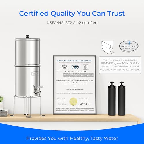 Image of Waterdrop TK-AB-FS Gravity Water Filter System, with Silver Ions Filtration | NSF /ANSI 42&372 Standard, Reduces Fluoride and Chlorine, with 4 Filters and Metal Spigot, 2.25G