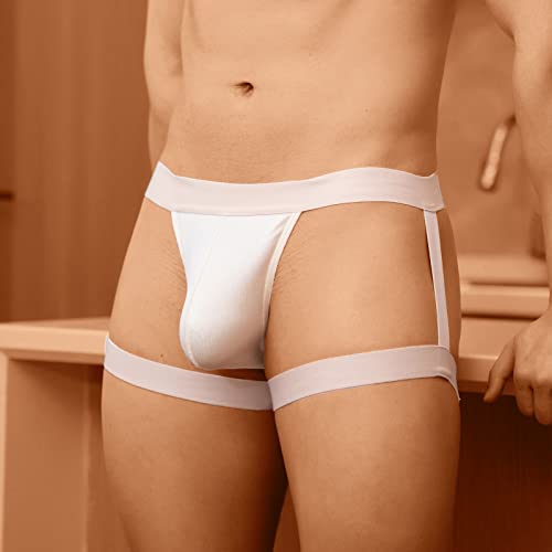 Men Bikini Briefs Elastic Waist Belt Bulge Pouch Fashion Design Smooth Lightweight Underwear Sexy Breathable Thongs Beige2