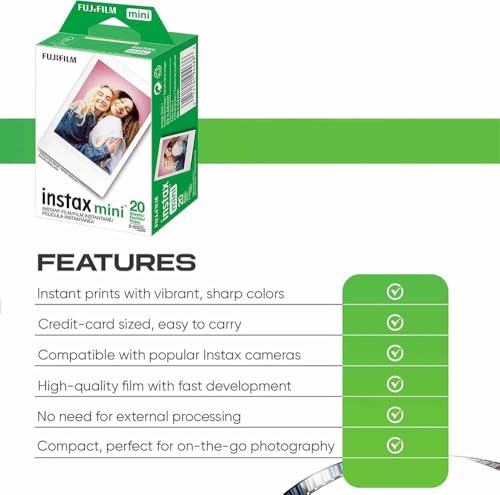 Fujifilm Instax Mini Camera Film: 20 Shoots Total, (10 Sheets x 2) - Included Hanging Photo Album for 10 Photos & Premium Microfibre Cloth for Perfect Picture Quality - image 5