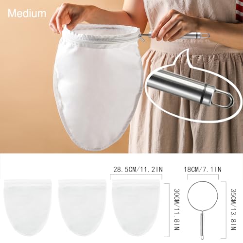 Image of FATCAT Fine Mesh Cheese Cloth, Fine Mesh Strainer Bags, Nut Milk Bag with Stainless Steel Handle, Cheesecloth for Straining, Turkey, Cooking, Cheese, NutMilk, Juices, M