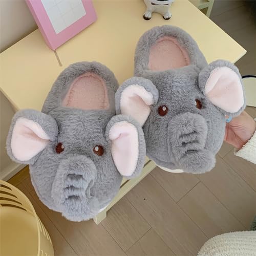 Elephant Cotton Slippers - Women's Fashionable and Cute Warm Plush Slip-Ons3
