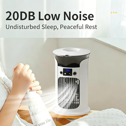 Ventilador de aire acondicionado portátil con gran angular de 180° y 3 velocidades de escritorio 7