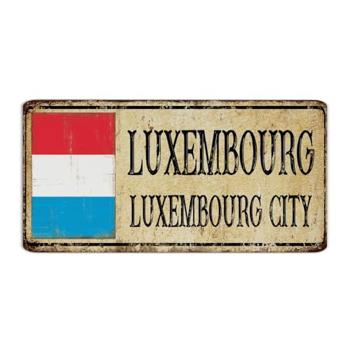 Plaque en métal personnalisée Luxembourg Ville de Luxembourg - Décoration murale en aluminium pour salle à manger, cabine, terrasse, souvenir de campagne nationale, affiche d'art de route, cadeau pour