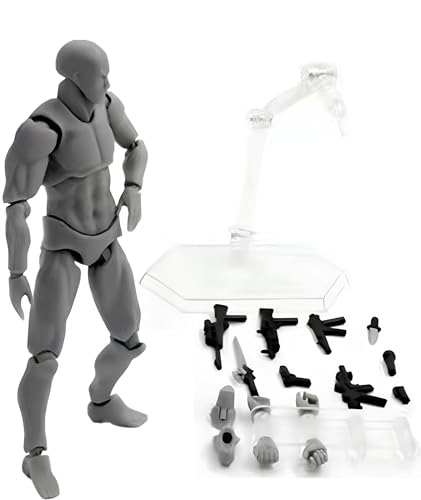 Image of Body Kun, Gray Male Desktop Figure Model, 14 cm Height, Includes Accessories, Ideal for Drawing, Painting, Photography, and Home Decoration, Figure Model for Sketching, Painting, Drawing