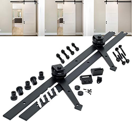 Wiltec Schiebetürsystem 183 cm lang, bis 90 kg, 35-40 mm, Schiebetürbeschlag aus Eisen als Raumteiler, Schranktür, für Nischen und Durchgänge, schwarz Wiltec Schiebetürsystem 183 cm lang, bis 90 kg, 35-40 mm, Schiebetürbeschlag aus Eisen als Raumteiler, Schranktür, für Nischen und Durchgänge, schwarz