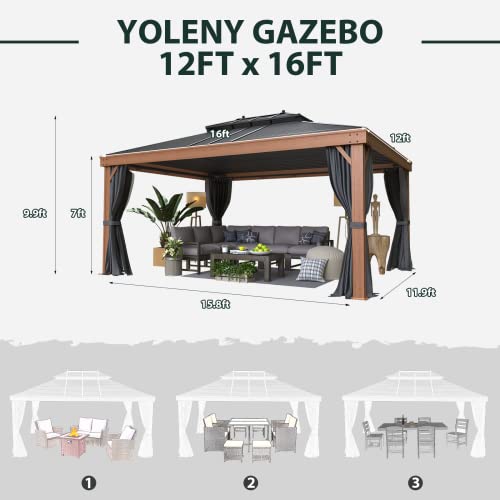 YOLENY-12×16-Gazebo-Wood-Grain-Aluminum-Frame-Hardtop-Gazebos-with-Galvanized-Steel-Roof-Curtains-and-Nettings-for-BackyardPatio-and-Garden YOLENY 12×16 Gazebo Wood Grain Aluminum Frame Hardtop Gazebos with Galvanized Steel Roof Curtains and Nettings for BackyardPatio and Garden