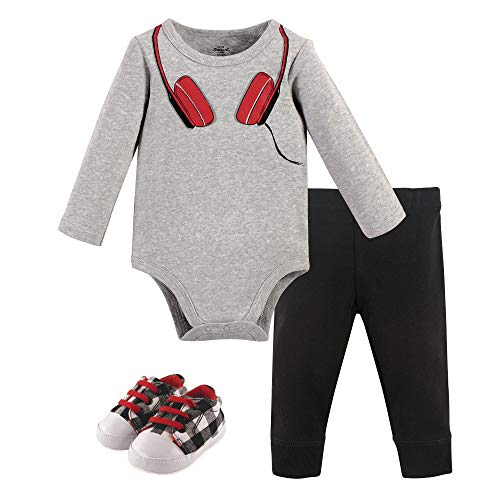 Image of Little Treasure Unisex Baby Cotton Bodysuit, Pant and Shoe Set