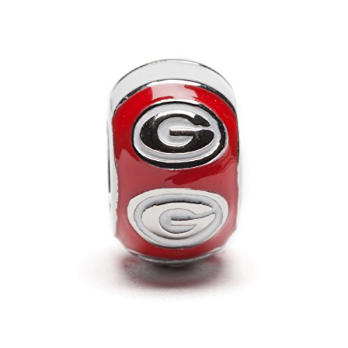 University of Georgia Charm | UGA Red Round Bead Charm | Officially Licensed University of Georgia Jewelry | UGA Charms | UGA Jewelry | Georgia Bulldogs | Georgia Charms | Stainless Steel
