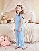 Arshiner Pajamas for Girls Short Sleeve Long Pants Pjs Cute Soft Sleepwear Lounge Sets Blue 5-6 Years