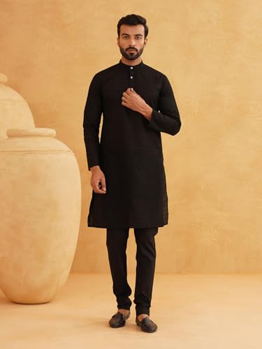 Image of Sojanya (Since 1958 Motifs Embroidered Thread Work Pure Cotton Straight Kurta With Churidar