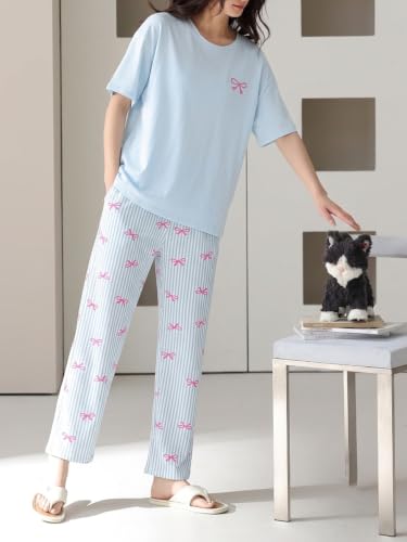 Image of Louis Luxe Cotton Blend Womens Korean Night Dress || Full Pyjama Set ||Korean Nightsuit || Women Nightwear ||Round Neck Full Sleeve Nightsuit || Loungewear || Everyday Nightdress (ND-10)