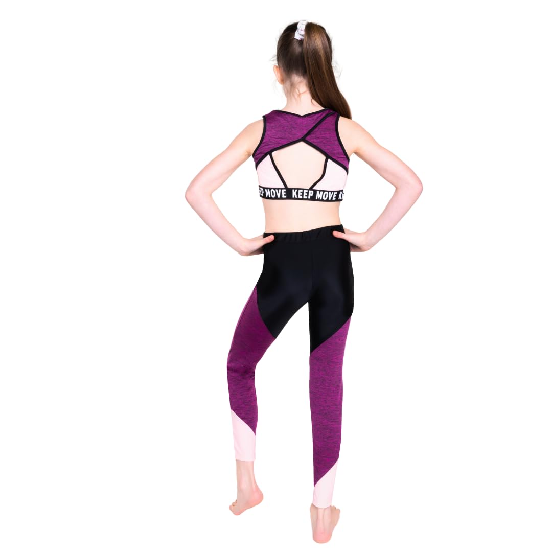 Barielle 10016 Sportoutfit für Kinder, Trainingsoutfit, zweiteiliges Outfit, Leggings, Crop Top, sportlicher Trainingsanzug, mehrfarbig,110-164
