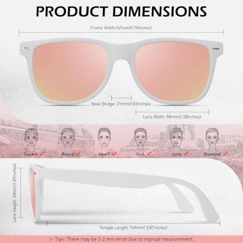 Image of Sunier Polarized Sunglasses for Men and Women, Retro Square Matte Finish UV400 Protection Shades for Driving, Fishing