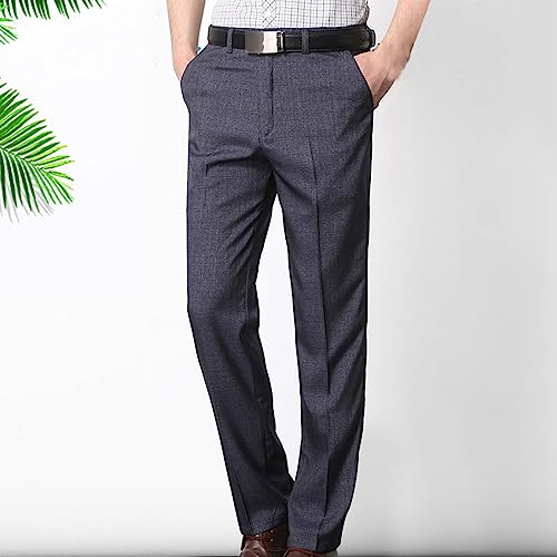 2024 Mens Classic Fit Flat Front Hidden Waist Dress Pants Suit Pants Dressy Casual Trousers w Pockets No Belt2