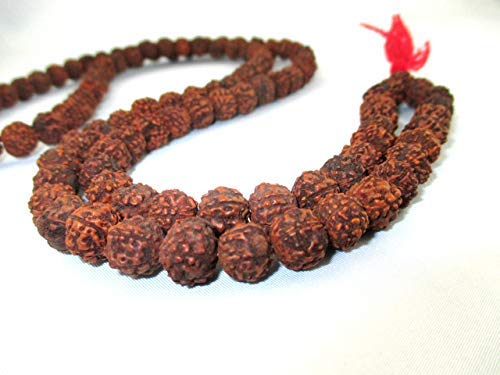 Hitech 108 Beads Rudraksha Japa Mala - 36" Long - Bead Size 8 mm (Prayer Beads for Meditation) Healing Prayer mala, Often Used During The Chanting of The Mantra OM AUM Through Meditation.