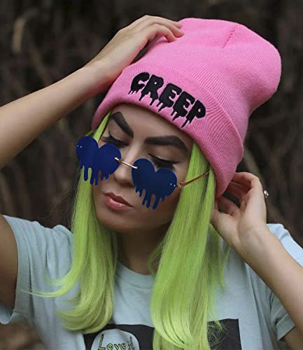 2 Pairs Drippy Heart Shaped Sunglasses Rave Festival Glasses Melting Heart Drip Sunglasses for Women and Men2