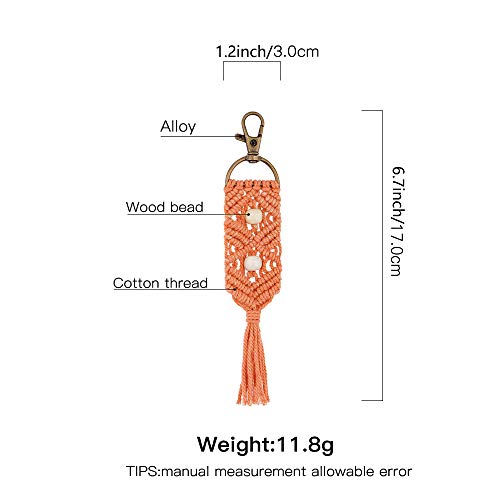Xgalbla Macrame Keychains Boho Bag With Tassels Wooden Beads Handcrafted Accessory Car Key Holder, Purse, Phone Wallet(Orange) #TOP1