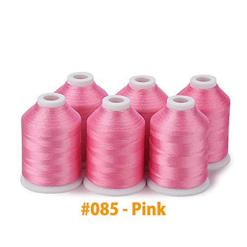 Image of Simthread 6 Pink Polyester Machine Embroidery Threads 1000M(1100Yards) for Brother Babylock Janome Pfaff Singer Bernina Home Embroidery and Sewing Machines (Pink)