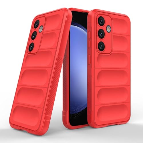 Image of amazon basics Mobile Cover for Samsung Galaxy S23 FE 5G | Full Camera Protection | Liquid Silicon Case | Flexible Bumper Case for Samsung Galaxy S23 FE 5G (Red)