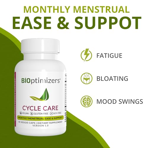 bioptimizers - cycle support - period support supplement for women - bloating and cramping menstrual relief - 45 capsules
